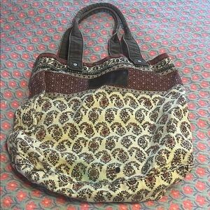 Abercrombie & Fitch Brown and Cream Tote with Embellished Handles